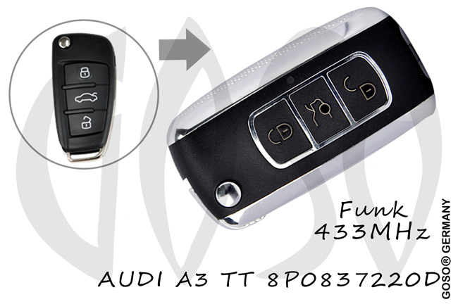 VAG Audi remote key 433MHZ 3 button A3 TT 8P0837220D 1111 VAG Audi remote key 433MHZ 3 button A3 TT 8P0837220D 1111