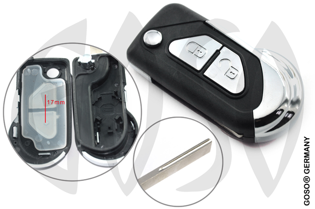 Citroen Peugeot remote key folding key 2 buttons HU83 3269 Citroen Peugeot remote key folding key 2 buttons HU83 3269