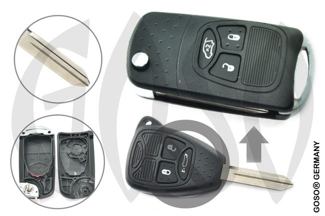 Chrysler Remodeling Flip Key Shell 3 Button 3276 Chrysler Remodeling Flip Key Shell 3 Button 3276