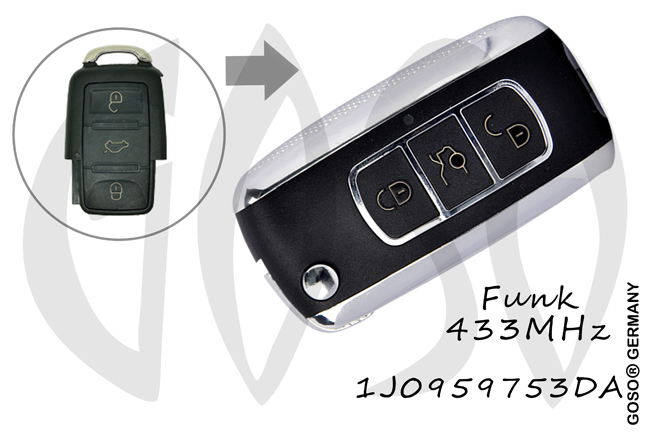 VAG Audi VW Seat Skoda remote key 433MHZ 3 button 1J0959753DA 3528 VAG Audi VW Seat Skoda remote key 433MHZ 3 button 1J0959753DA 3528
