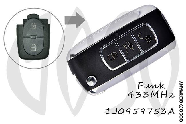 VAG Audi VW Seat Skoda remote key 433MHZ 2 button 1J0959753A 3535 VAG Audi VW Seat Skoda remote key 433MHZ 2 button 1J0959753A 3535