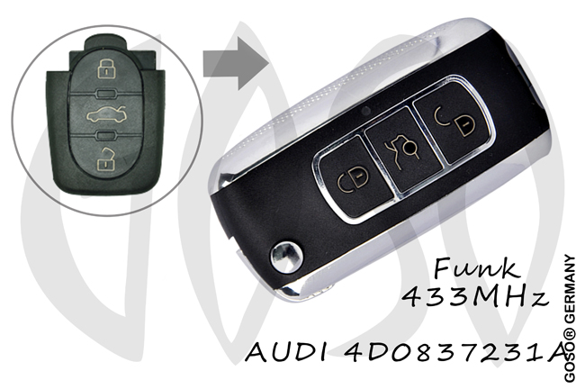 VAG Audi remote key 433MHZ 3 button 4D0837231A 3887 VAG Audi remote key 433MHZ 3 button 4D0837231A 3887