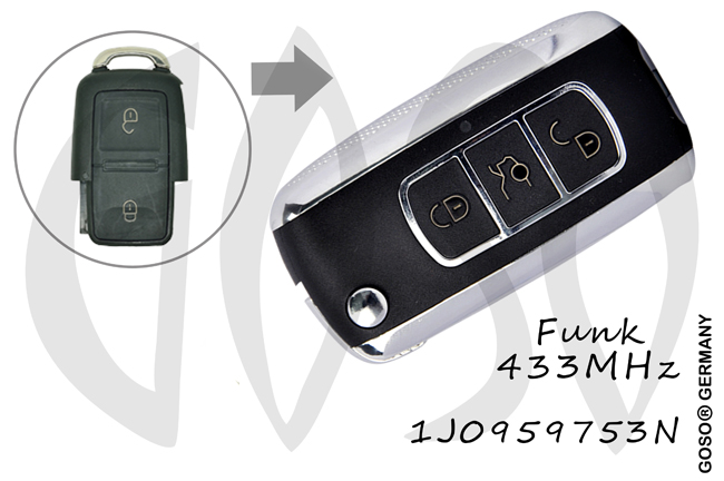 VAG Audi VW Seat Skoda remote key 433MHZ 2 button 1J0959753N 3986 VAG Audi VW Seat Skoda remote key 433MHZ 2 button 1J0959753N 3986
