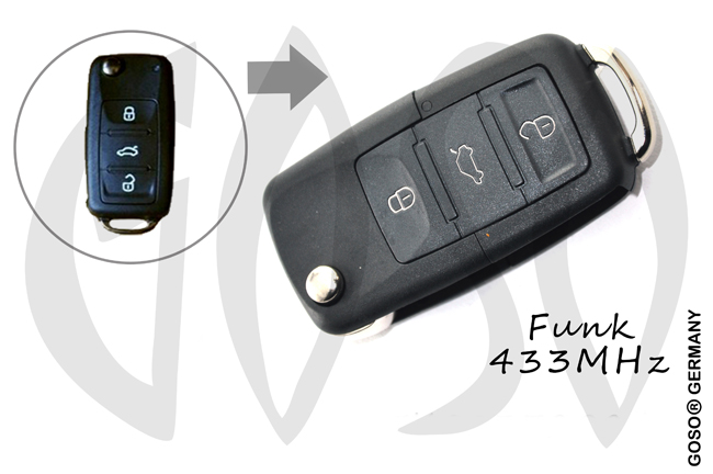 VAG Audi VW Seat Skoda remote key 433MHZ 3 button 5K0837202AD 4242 VAG Audi VW Seat Skoda remote key 433MHZ 3 button 5K0837202AD 4242