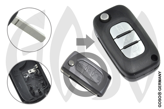 Citroen remote key housing blank 3 buttons 8639 Citroen remote key housing blank 3 buttons 8639